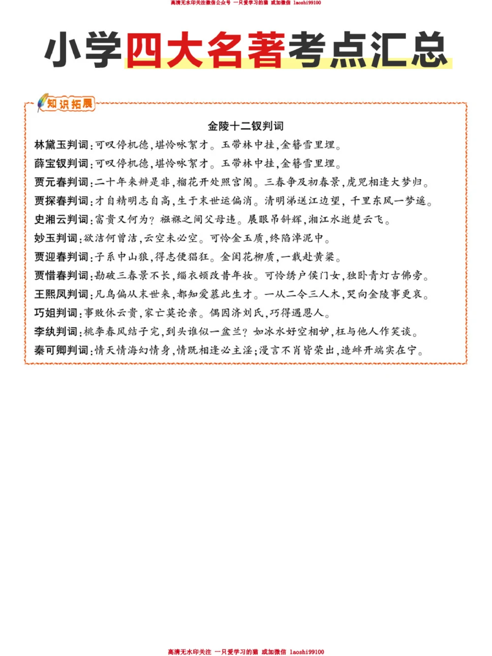 小学名著考点汇总-必看_2025抖音最火小学全科全年级资料大全集超完整版_小学语文VIP资源禁止外传