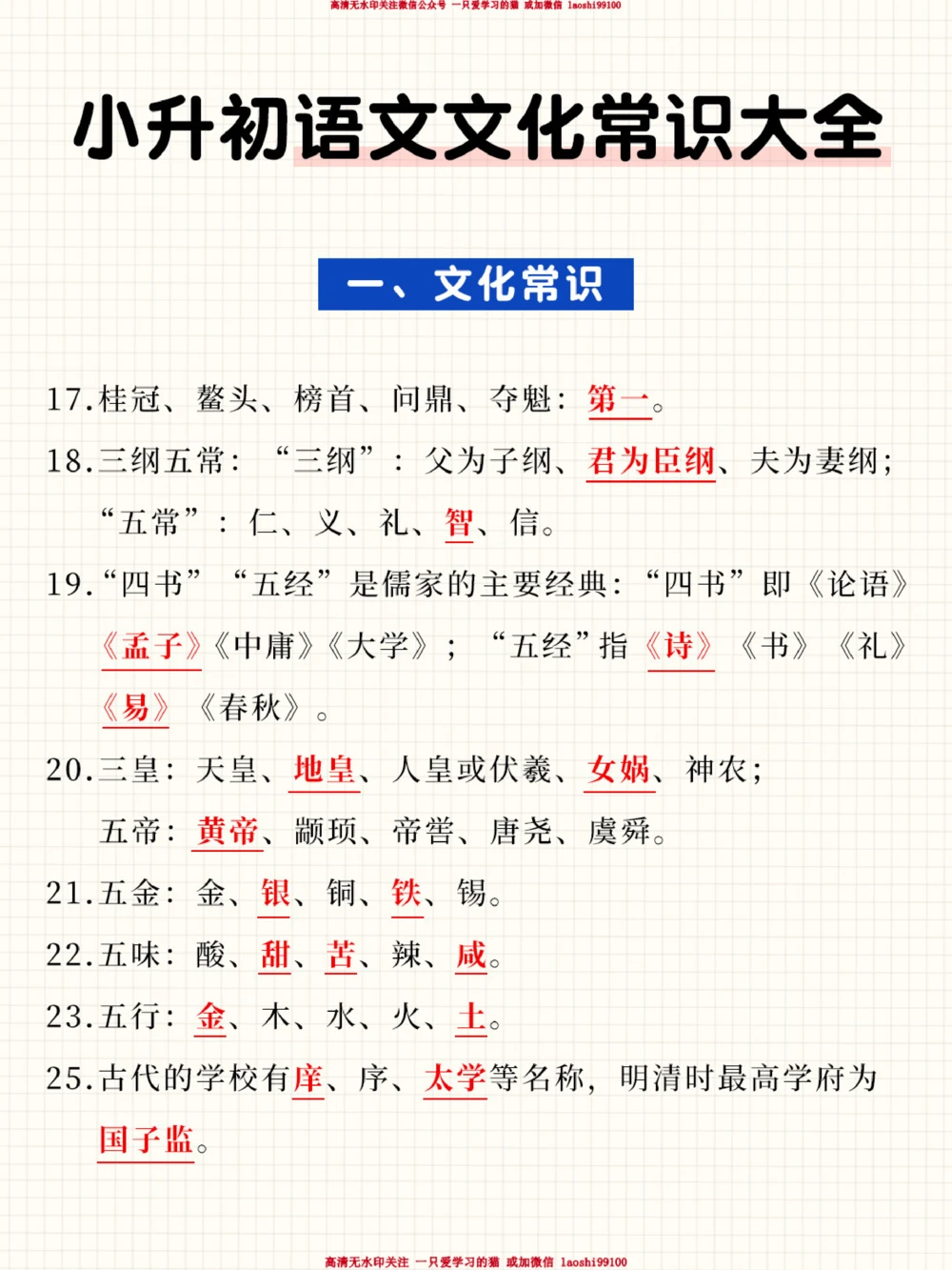 暑假逆袭-小升初语文文化常识大全_2025抖音最火小学全科全年级资料大全集超完整版_小学语文VIP资源禁止外传