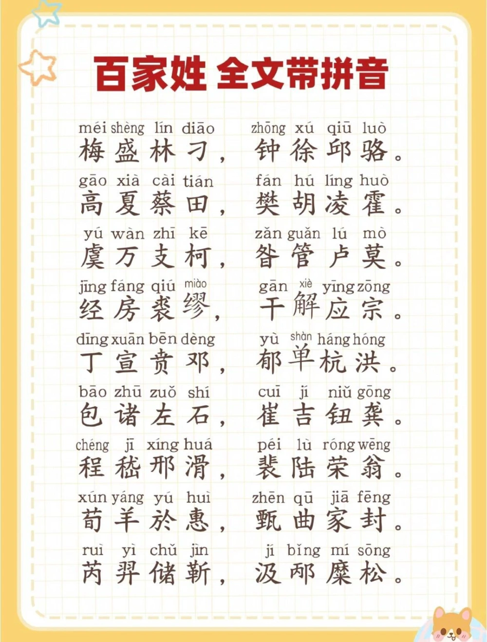 百家姓全文带拼音_中小学精品资料(高清可打印)_百科知识大全集312份高清资料整理版