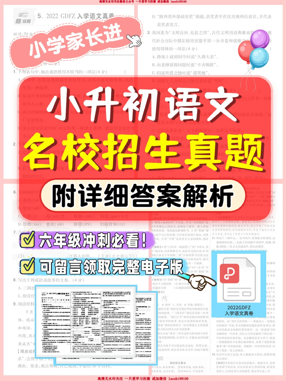 小升初语文招生真题-答案考前必做_2025抖音最火小学全科全年级资料大全集超完整版_小学语文VIP资源禁止外传