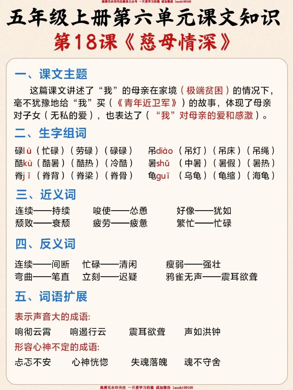 五年级语文第六单元知识汇总_2025抖音最火小学全科全年级资料大全集超完整版_小学语文VIP资源禁止外传