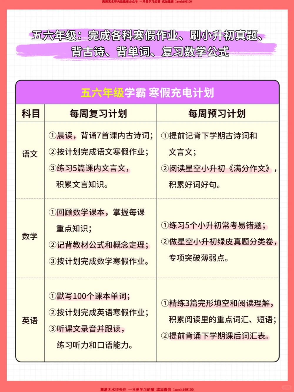 干货-小学1~6年级寒假学习计划表_2025抖音最火小学全科全年级资料大全集超完整版_学习方法VIP资源禁止外传
