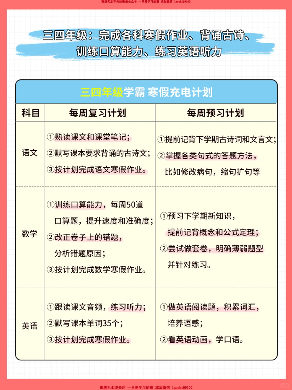 干货-小学1~6年级寒假学习计划表_2025抖音最火小学全科全年级资料大全集超完整版_学习方法VIP资源禁止外传