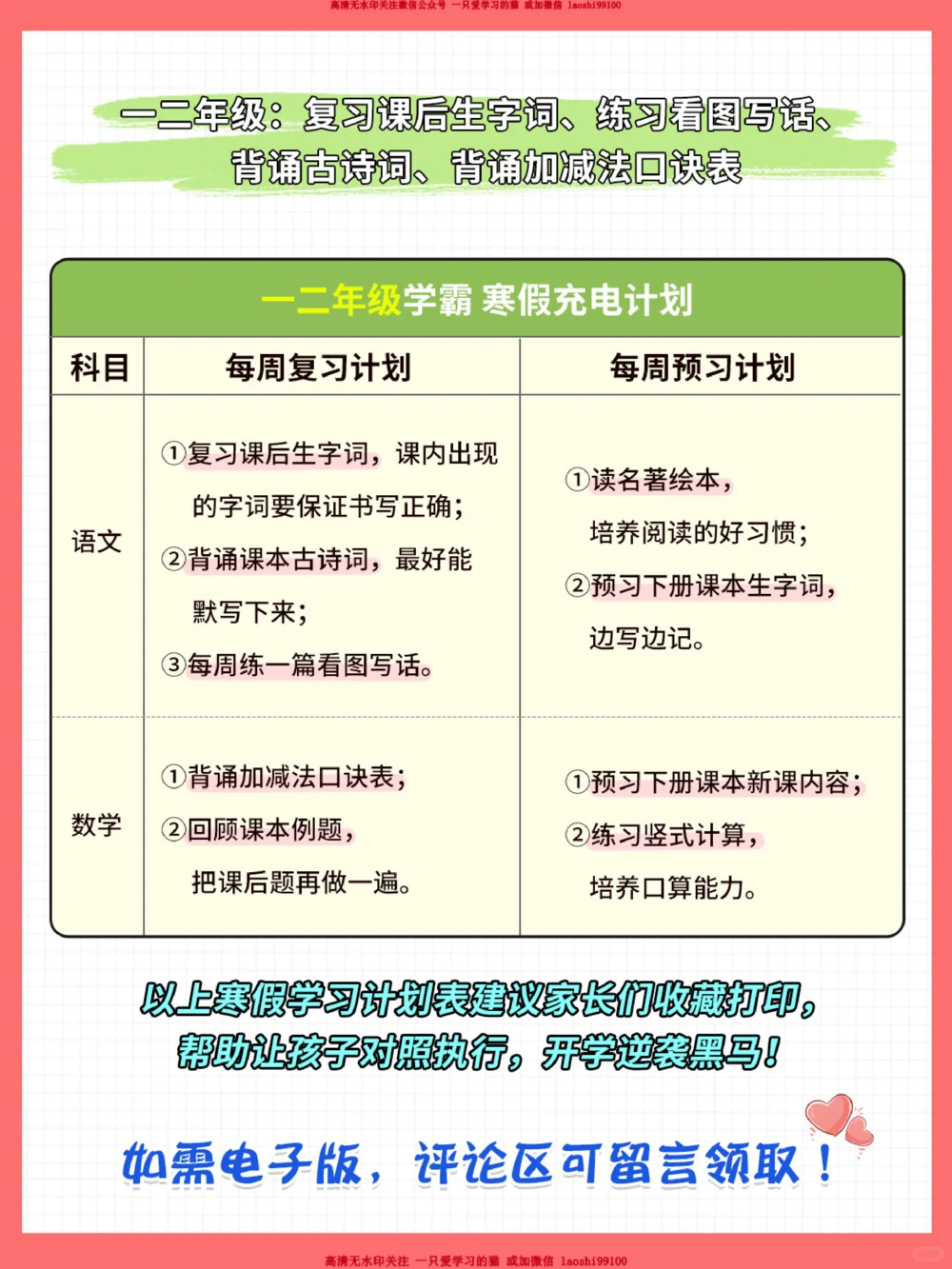 干货-小学1~6年级寒假学习计划表_2025抖音最火小学全科全年级资料大全集超完整版_学习方法VIP资源禁止外传