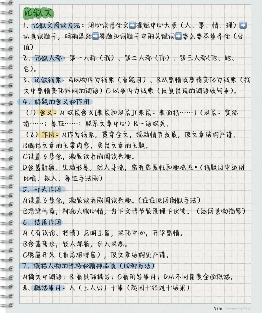 初中语文阅读理解答题笔记，努力背熟#初中语文#图文种草机#知识点总结#每天学习一点点_中小学精品资料(高清可打印)_初中大全集高清资料整理版