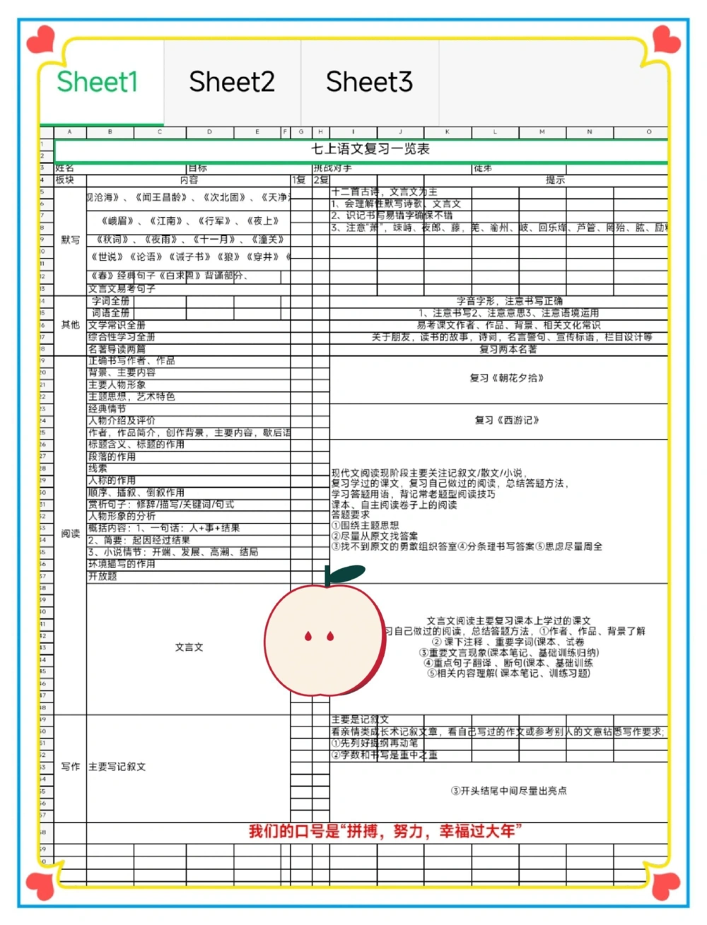 七、八年级语文复习计划表_中小学精品资料(高清可打印)_初中大全集高清资料整理版