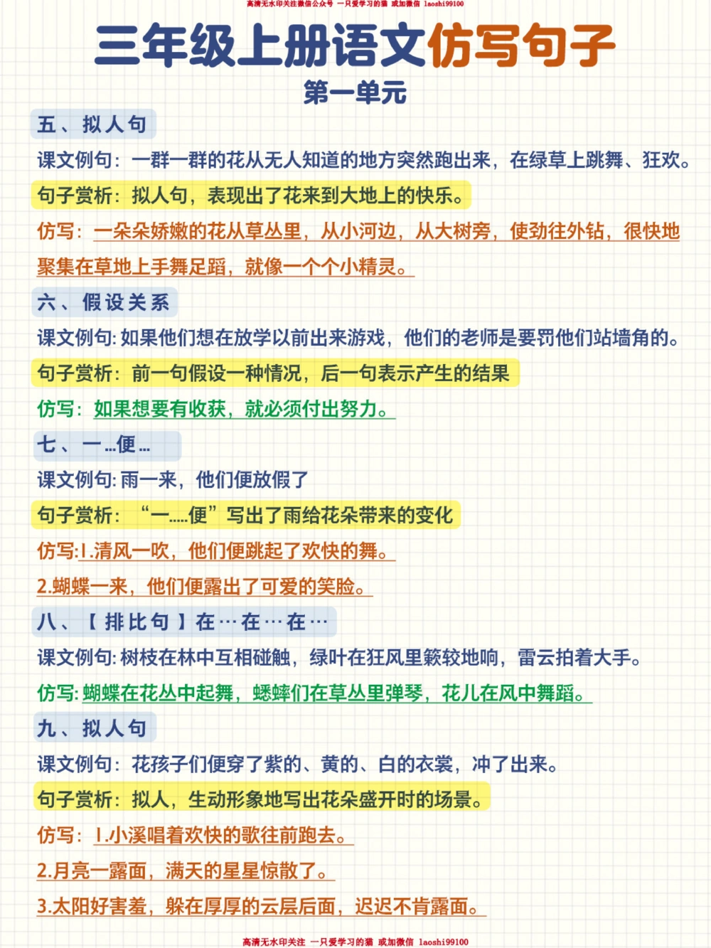 三年级上册语文-单元句子仿写_2025抖音最火小学全科全年级资料大全集超完整版_小学语文VIP资源禁止外传