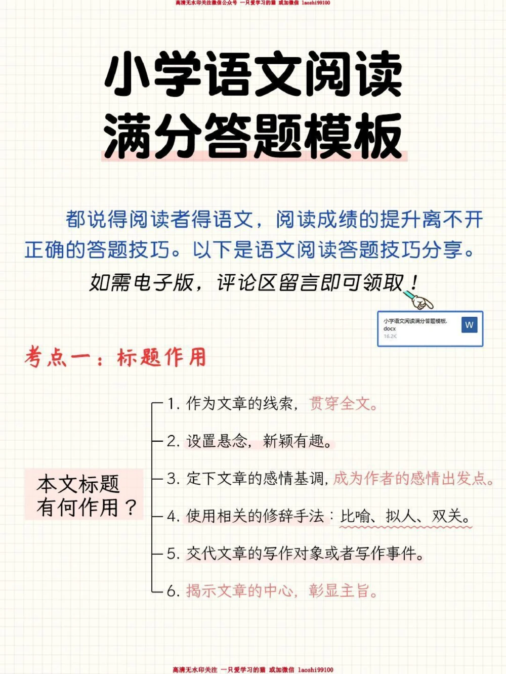 干货-小学语文阅读满分答题模板_2025抖音最火小学全科全年级资料大全集超完整版_小学语文VIP资源禁止外传