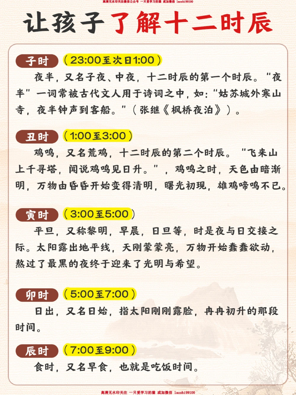 文学常识-中国古代十二个时辰_2025抖音最火小学全科全年级资料大全集超完整版_小学语文VIP资源禁止外传