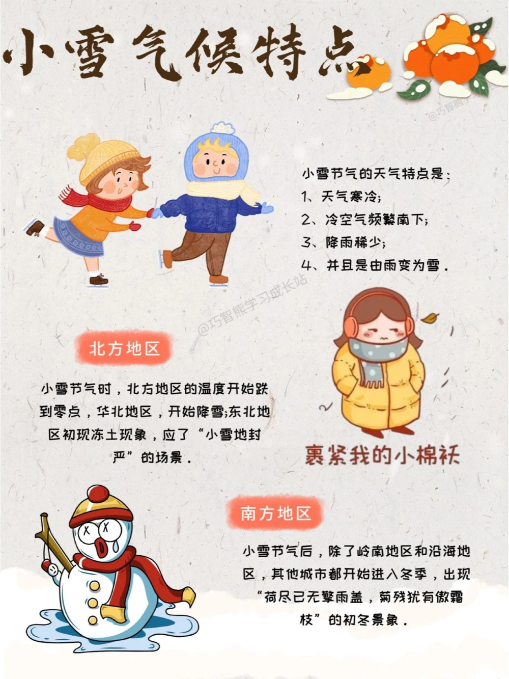 传统文化二十四节气之小雪，知识科普_中小学精品资料(高清可打印)_古文化大全集628份高清资料整理版