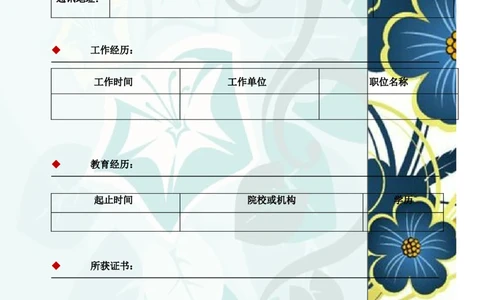 034.艺术花朵_表格式_适用于应届生_2页式_无内容_有封面_有目录_自荐信_26考研复试_复试真题、简历模板、补充资料（旧版资料）_01.复试联系导师及简历模板_简历模板大全