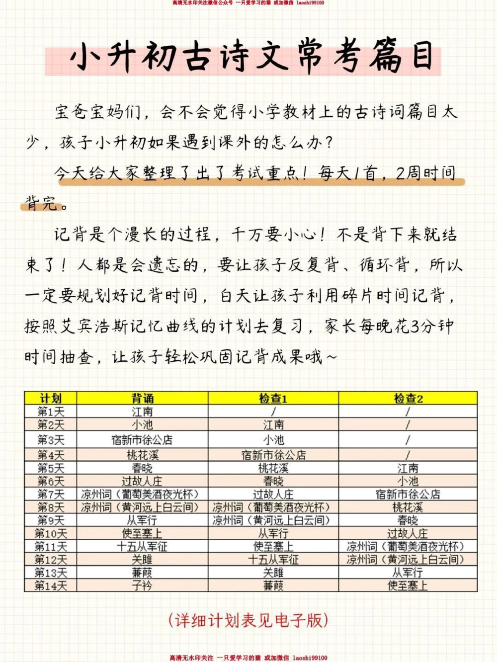 小升初古诗文常考重点篇目_2025抖音最火小学全科全年级资料大全集超完整版_小学语文VIP资源禁止外传