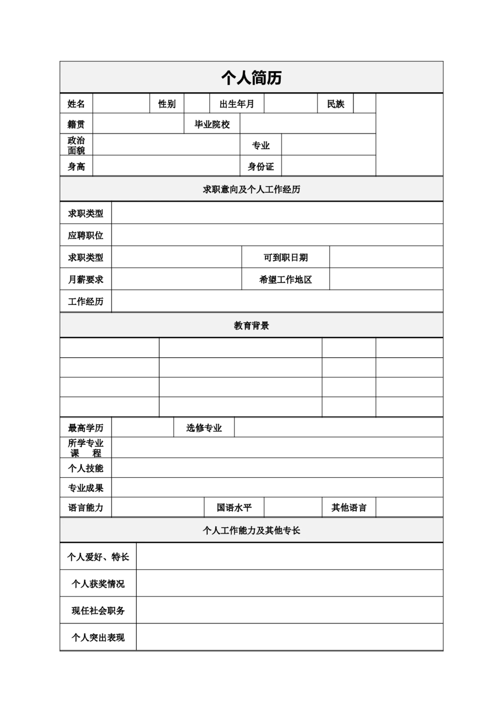 054.简明表格_表格式_适用于应届生_2页式_无内容_有封面_26考研复试_10考研复试资料25_考研经典面试系列（复试技巧调剂指导口语指导自我介绍导师模板）_简历模板大全_33