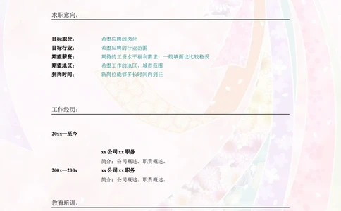 011.浅紫蝴蝶_表格式_适用于应届生_2页式_无内容_无封面_26考研复试_考研复试资料合集26_考研经典面试系列（复试技巧调剂指导口语指导自我介绍导师模板）_简历模板大全