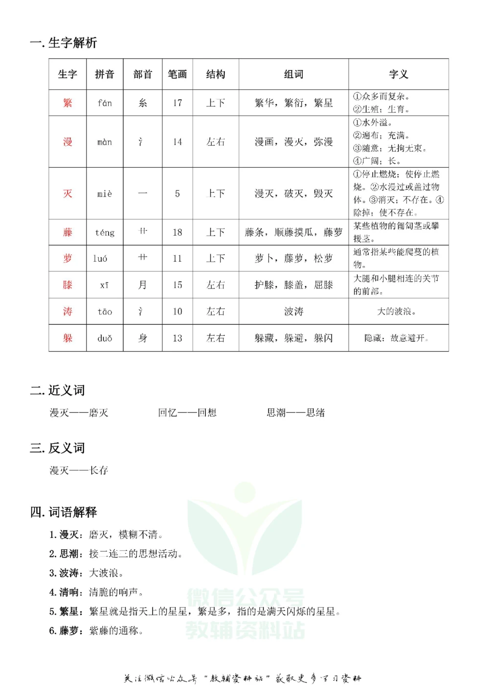 四年级下册语文部编版课堂笔记（飞翔版）_小学初中学霸笔记类资料汇总6.33GB_小学同步课堂笔记2.76GB_1~6年级全册语文部编版课堂笔记