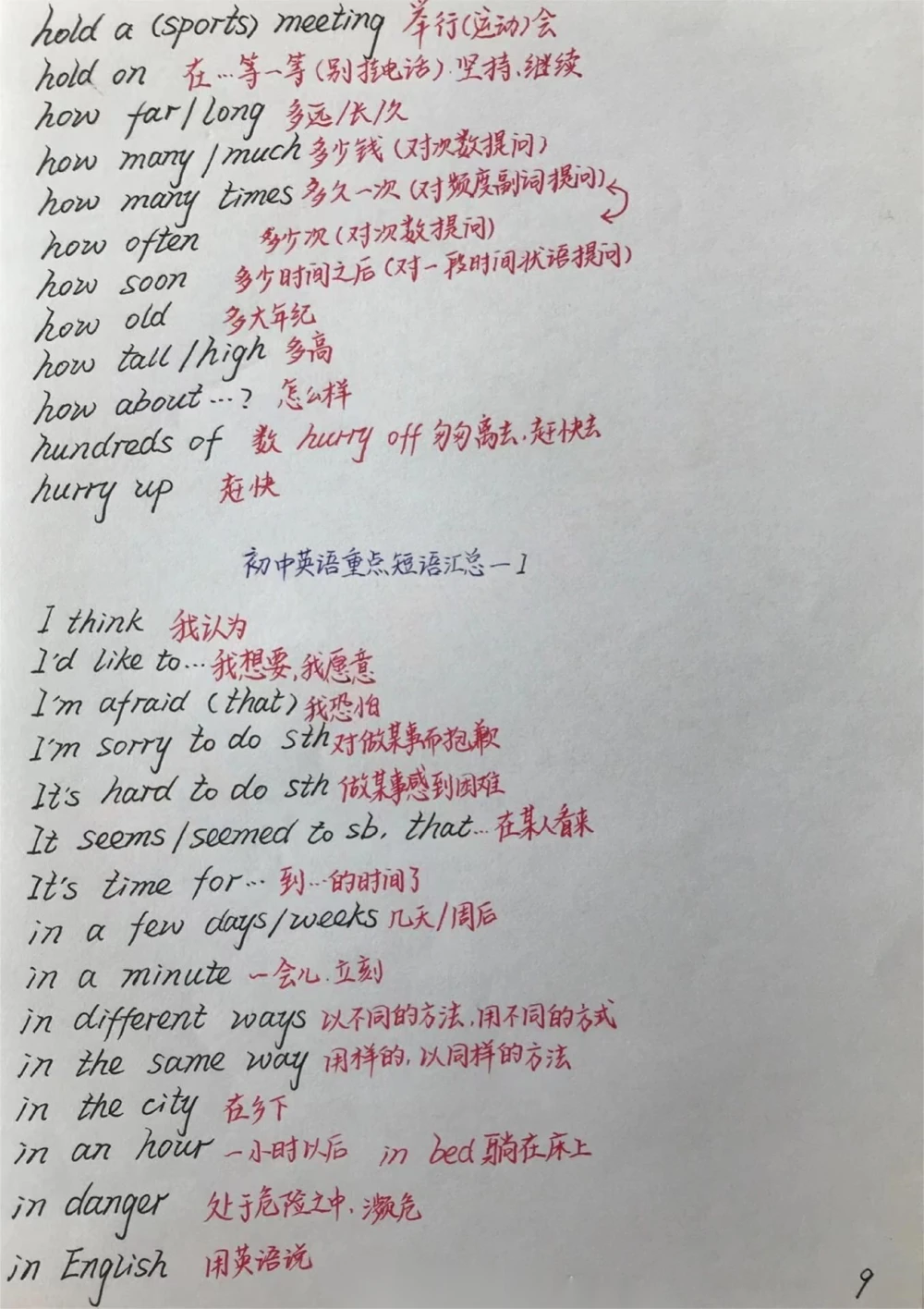 初一到初三的英语要背熟的短语手写笔记，@你身边英语不好的同学来努力了#英语#每天学习一点点#手写笔记#学霸秘籍#每天学习英语一点点_中小学精品资料(高清可打印)