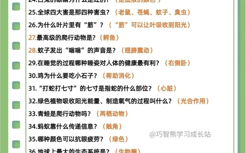 百科常识55个小学必备的生物理化常识_中小学精品资料(高清可打印)_百科知识大全集312份高清资料整理版