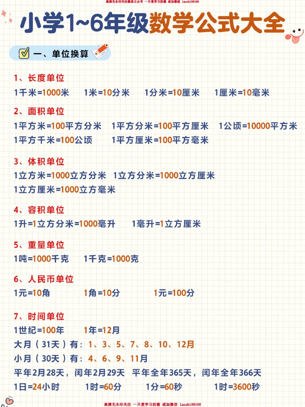 小学1-6年级数学公式汇总-期末可用_2025抖音最火小学全科全年级资料大全集超完整版_小学数学VIP资源禁止外传