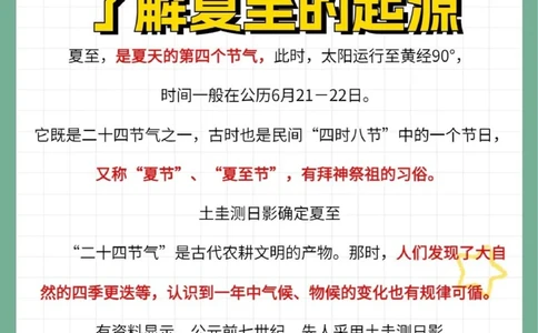 二十四节气夏至小知识科普_中小学精品资料(高清可打印)_古文化大全集628份高清资料整理版