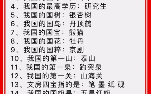 必须让孩子知道的祖国知识_中小学精品资料(高清可打印)_常识知识大全集140份高清资料整理版