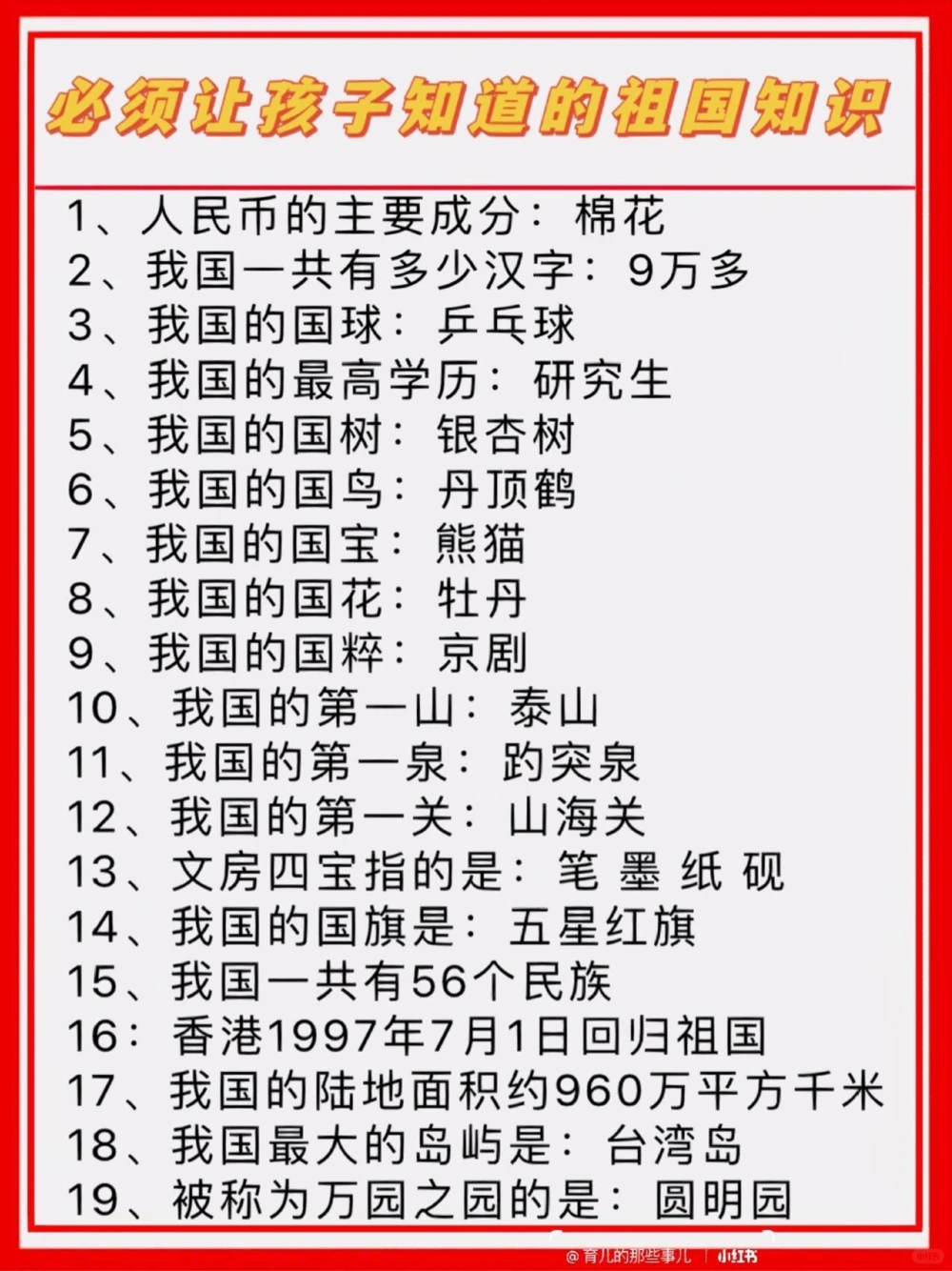 必须让孩子知道的祖国知识_中小学精品资料(高清可打印)_常识知识大全集140份高清资料整理版