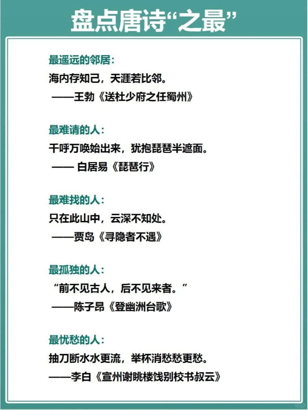 传统文化盘点唐诗里面的那些&ldquo;最&rdquo;_中小学精品资料(高清可打印)_古文化大全集628份高清资料整理版