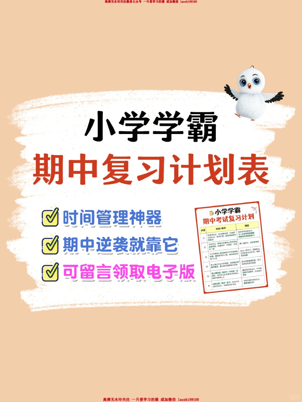 小学学霸期中复习计划表_2025抖音最火小学全科全年级资料大全集超完整版_学习方法VIP资源禁止外传