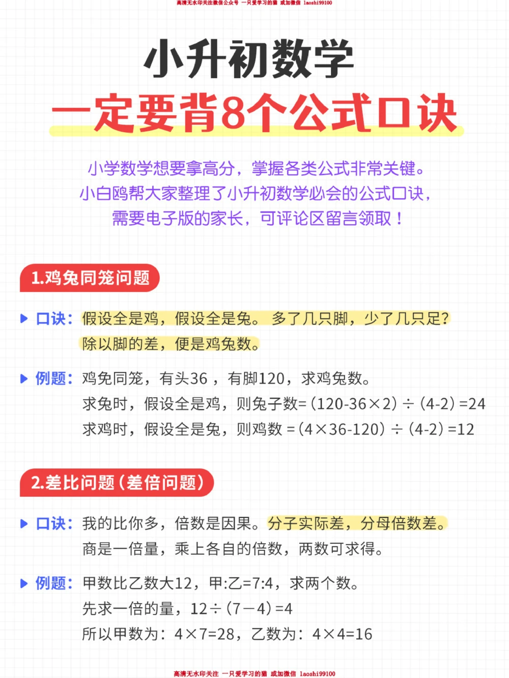 打印下来当早读-小升初数学必背口诀_2025抖音最火小学全科全年级资料大全集超完整版_小学数学VIP资源禁止外传
