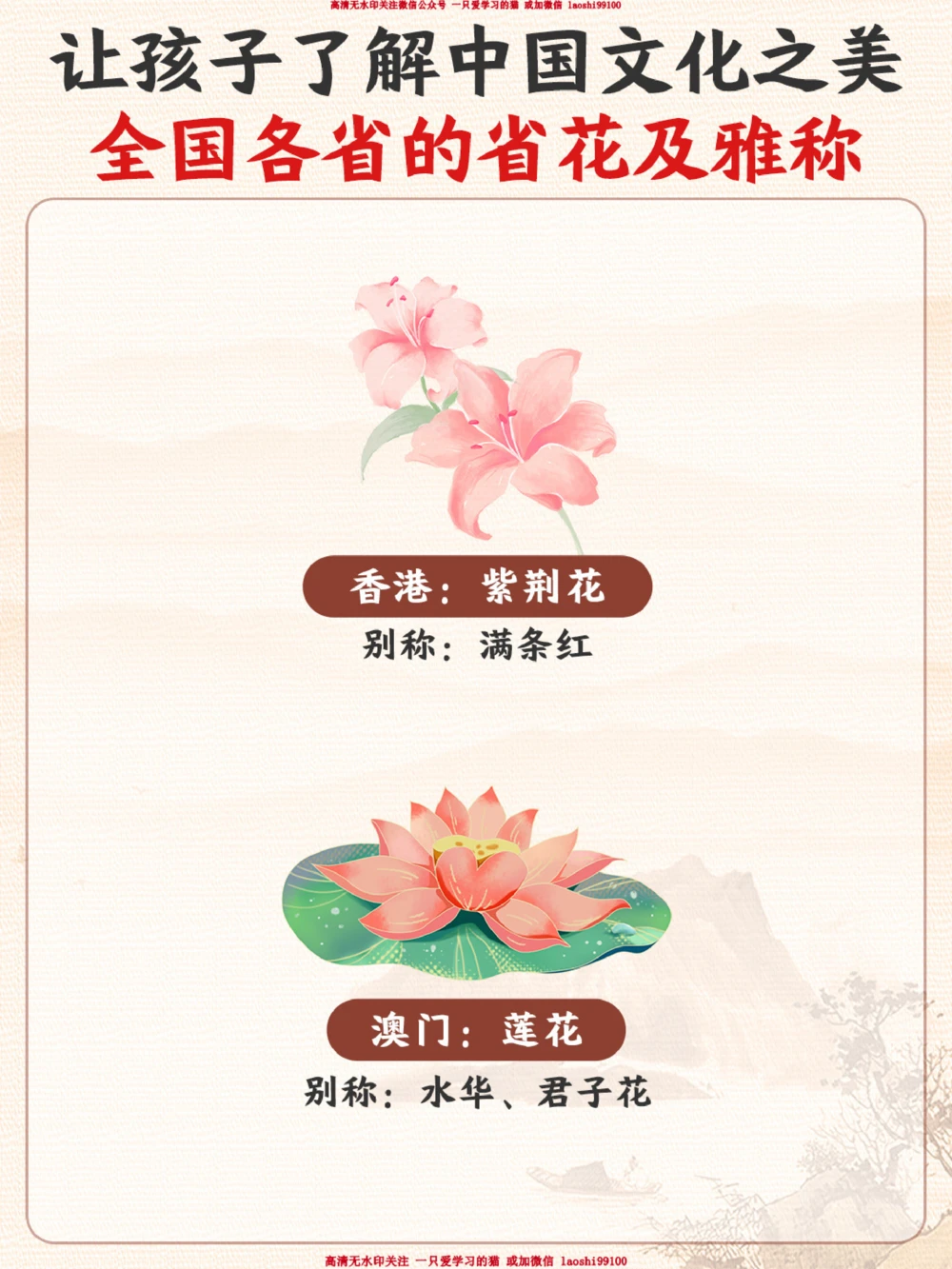 我国各个省份的代表省花-你知道几个？_2025抖音最火小学全科全年级资料大全集超完整版_小学常识VIP资源禁止外传