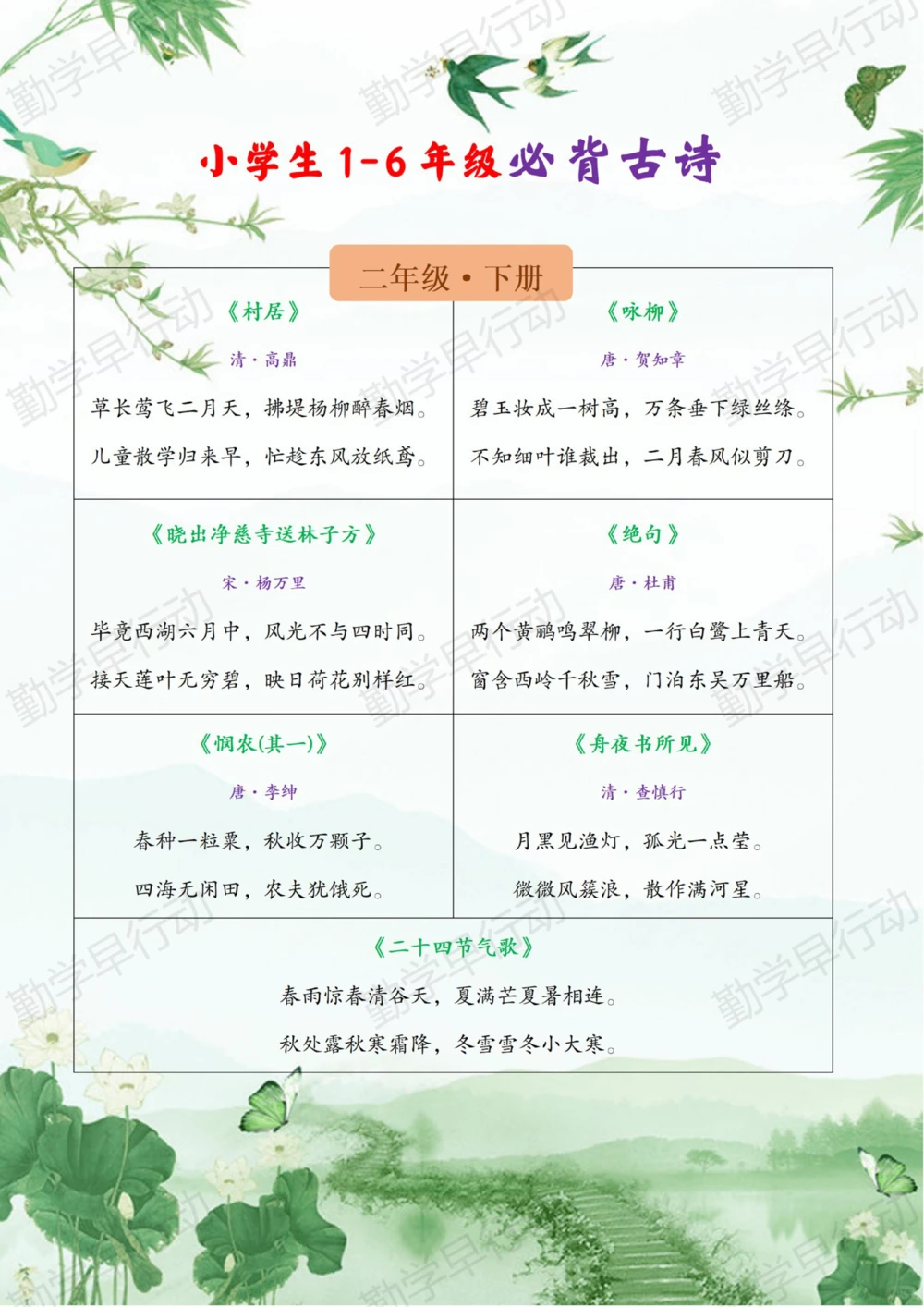 最全1-6年级必背古诗词收藏起来慢慢背_中小学精品资料(高清可打印)_古诗词大全集281份高清资料整理版