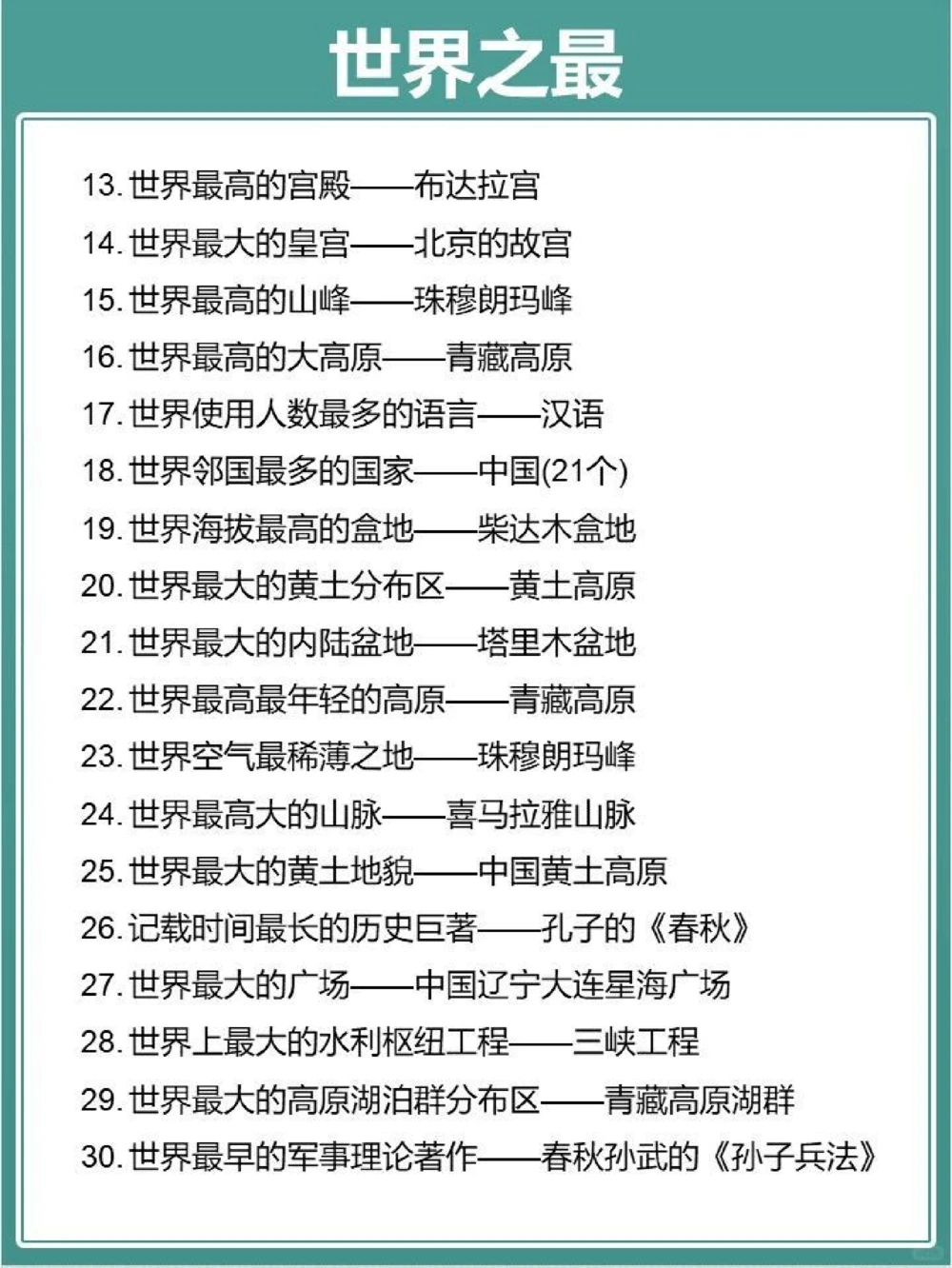 小学生百科知识66个世界之&ldquo;最&rdquo;_中小学精品资料(高清可打印)_百科知识大全集312份高清资料整理版