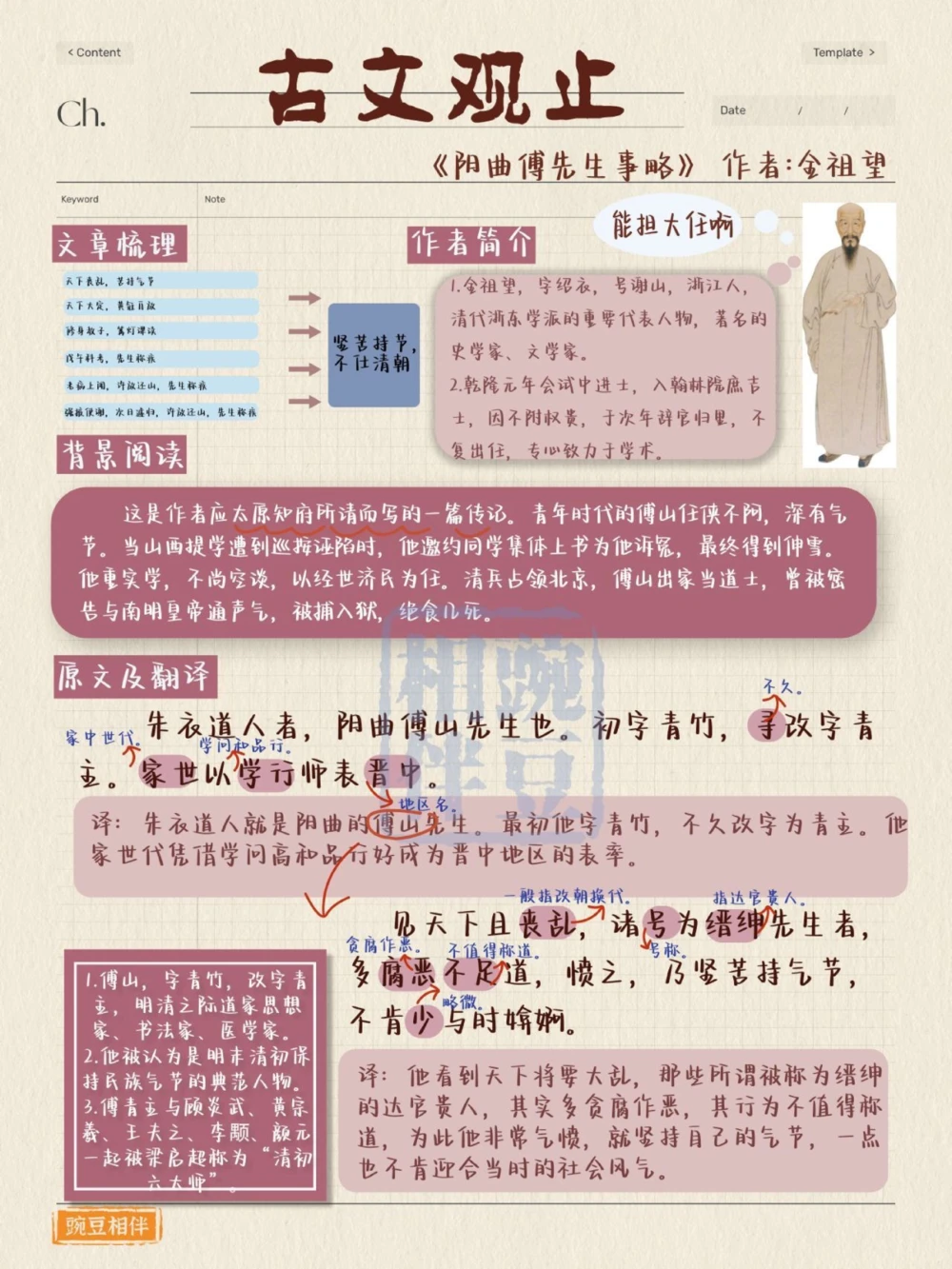 打卡古文观止丨《阳曲傅先生事略》_中小学精品资料(高清可打印)_古文化大全集628份高清资料整理版