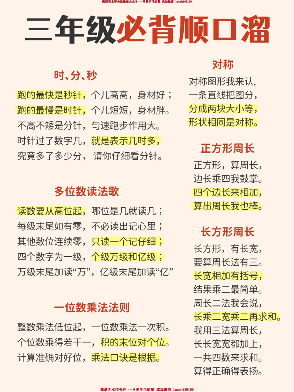 小学1-6年级数学顺口溜-打印下来当早读_2025抖音最火小学全科全年级资料大全集超完整版_小学数学VIP资源禁止外传