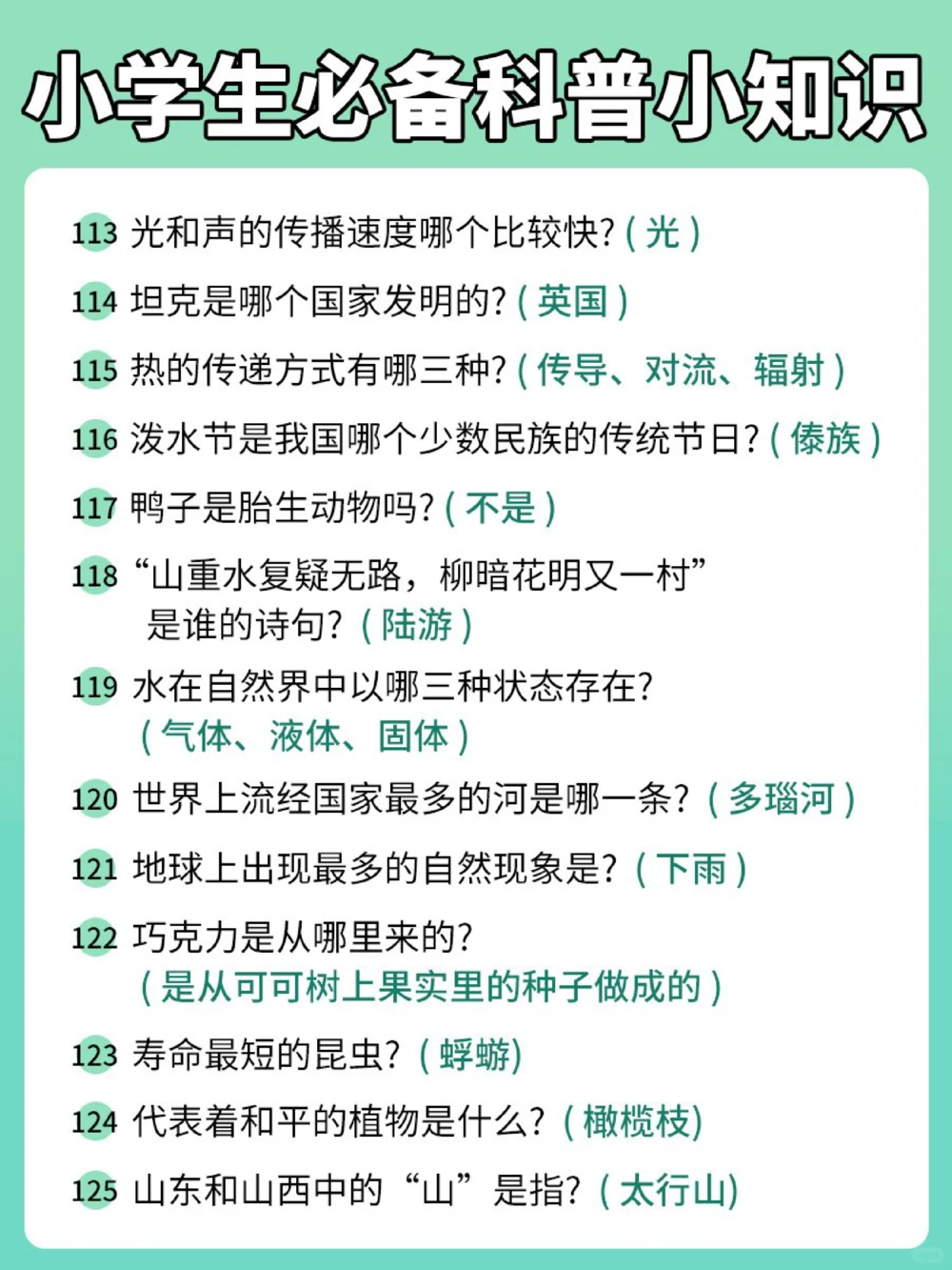 最全！中小学生必备科普小知识_中小学精品资料(高清可打印)_百科知识大全集312份高清资料整理版