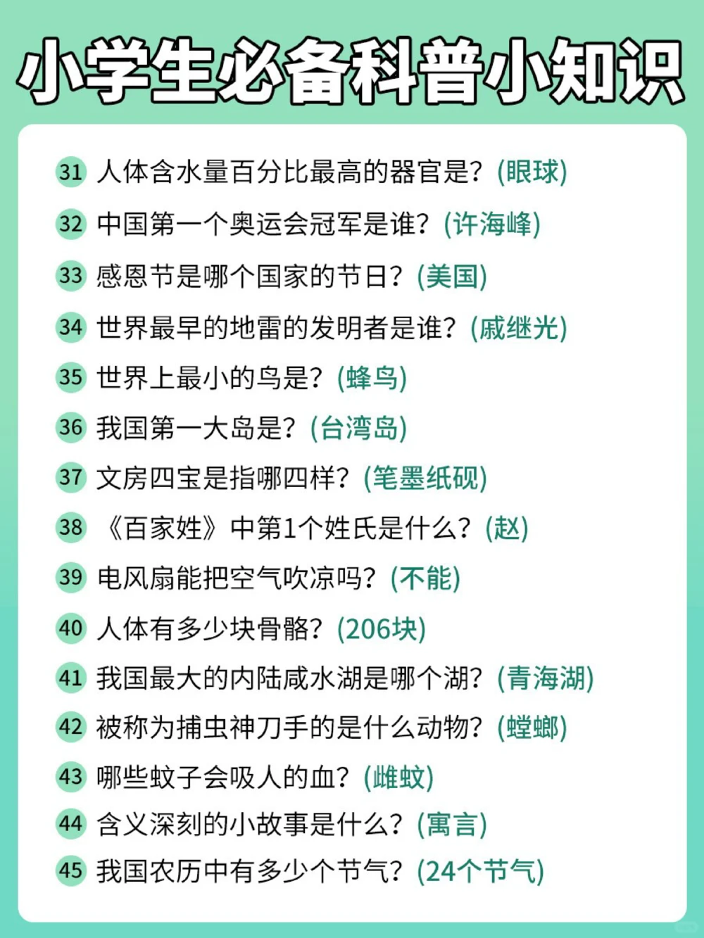 最全！中小学生必备科普小知识_中小学精品资料(高清可打印)_百科知识大全集312份高清资料整理版