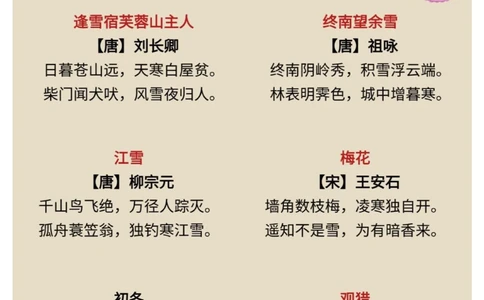 关于冬天的27首经典诗词，为孩子收藏，_中小学精品资料(高清可打印)_古诗词大全集281份高清资料整理版