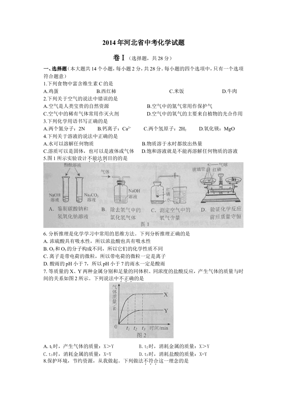 2014河北省中考化学试题及答案_河北省历年中考真题_5.河北化学（08-25）