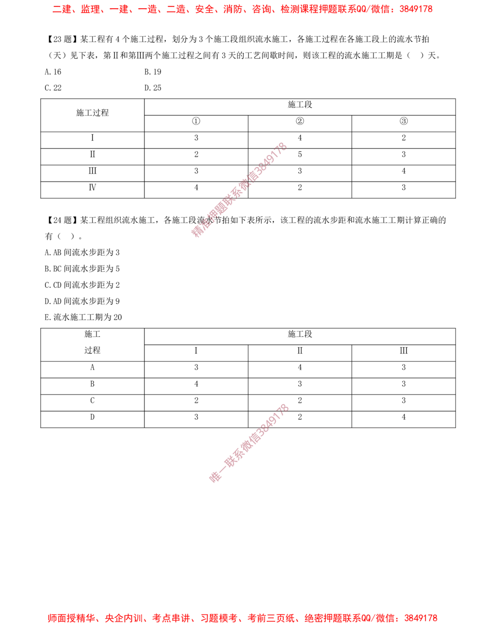 03.03-计算题-6-流水施工基本方式（等节奏、等步距异节奏、非节奏）_2026年一级建造师_2026年一建管理_2025年一建管理SVIP_03-习题精析✿实战特训✿模考通关