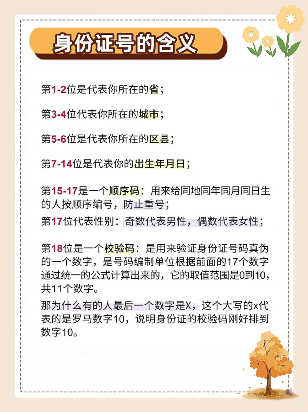 身份证号数字背后的含义，你知道X代表什么_中小学精品资料(高清可打印)_常识知识大全集140份高清资料整理版