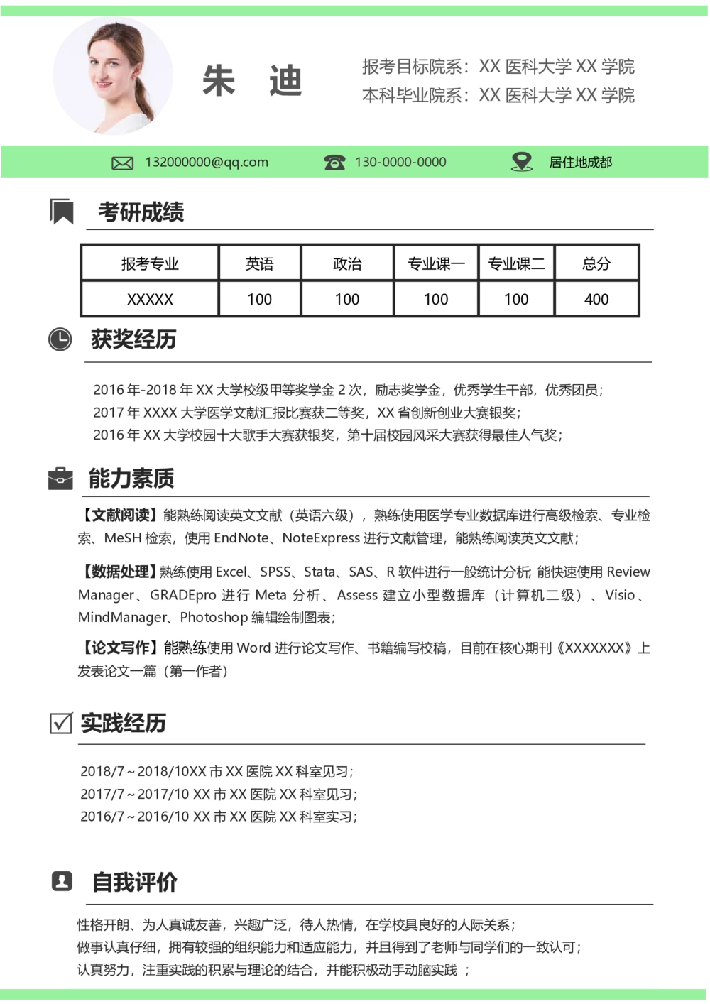 医护类_26考研复试_复试真题、简历模板、补充资料（旧版资料）_考研复试简历124款_按专业分类