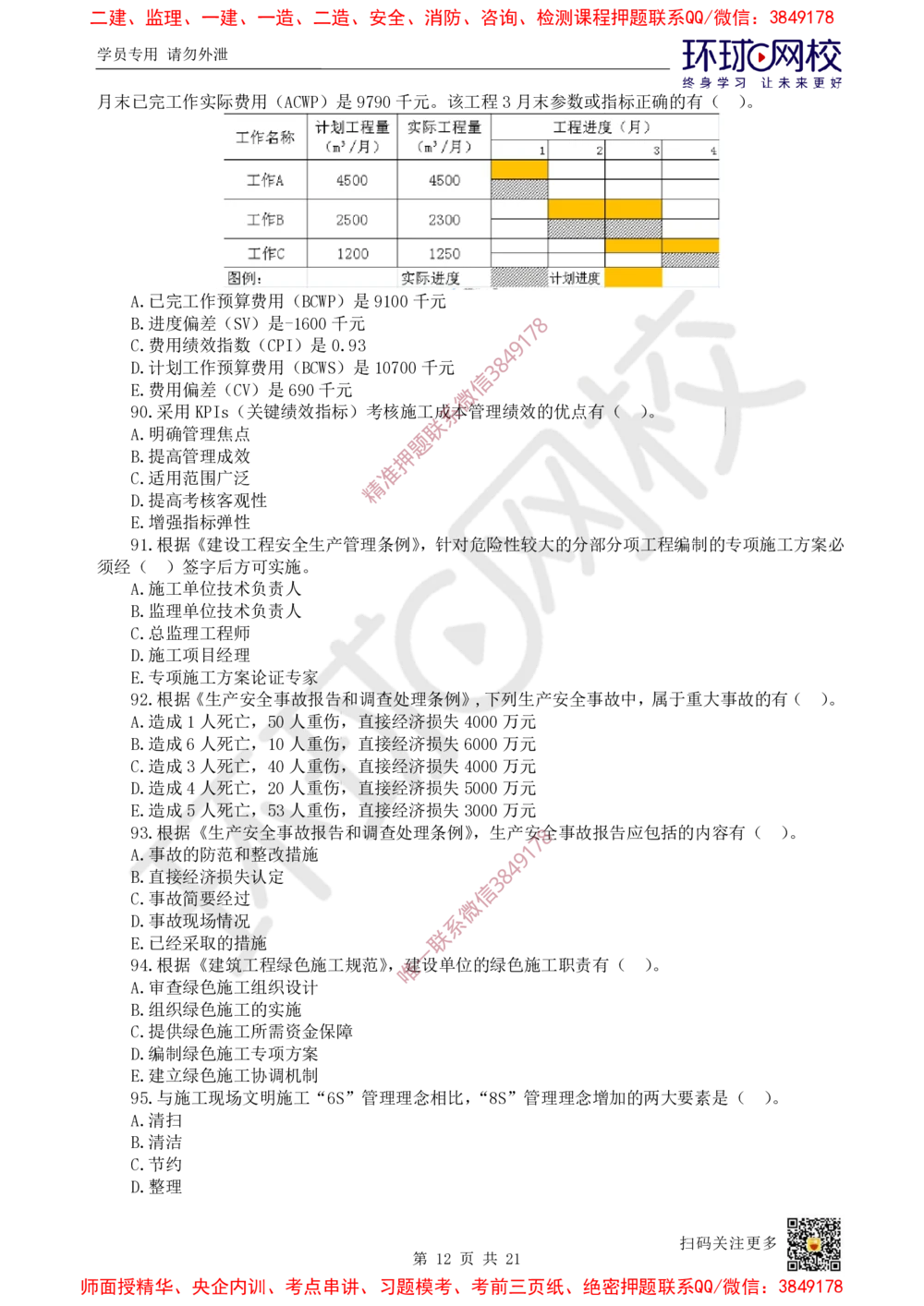 01.2025环球网校一级建造师《建设工程项目管理》万人模考（一）_2026年一级建造师_2026年一建管理_2025年一建管理SVIP_03-习题精析✿实战特训✿模考通关