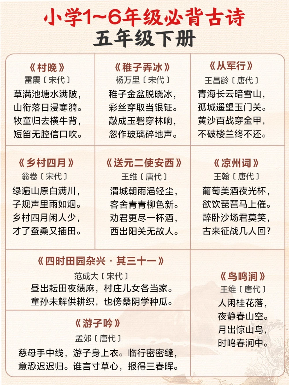 超齐全1-6年级必背古诗合集收藏背诵_中小学精品资料(高清可打印)_古诗词大全集281份高清资料整理版