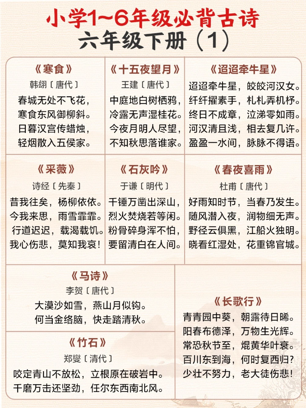 超齐全1-6年级必背古诗合集收藏背诵_中小学精品资料(高清可打印)_古诗词大全集281份高清资料整理版