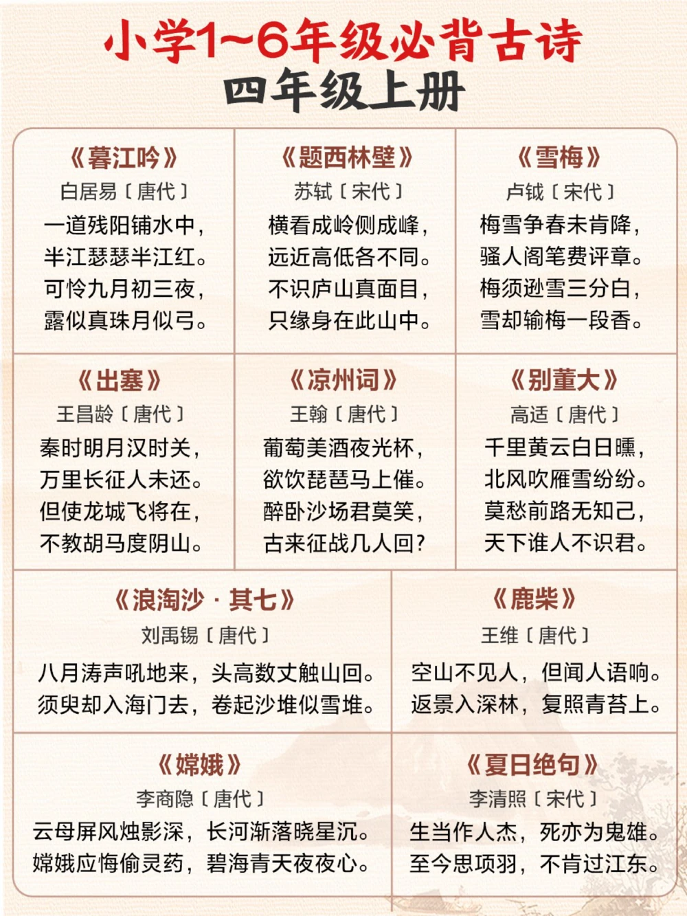 超齐全1-6年级必背古诗合集收藏背诵_中小学精品资料(高清可打印)_古诗词大全集281份高清资料整理版