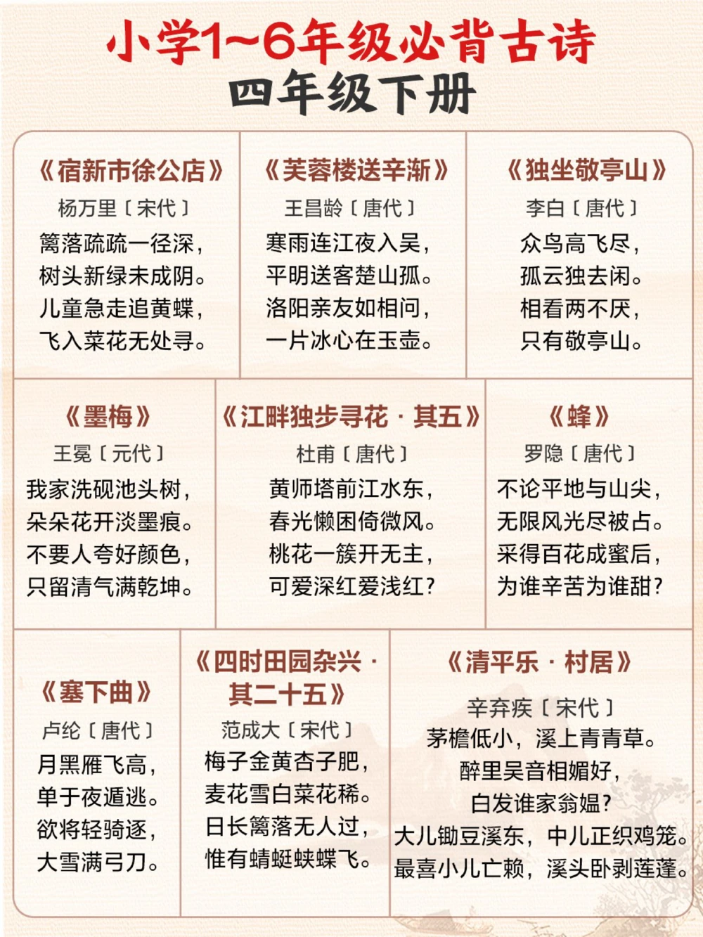 超齐全1-6年级必背古诗合集收藏背诵_中小学精品资料(高清可打印)_古诗词大全集281份高清资料整理版