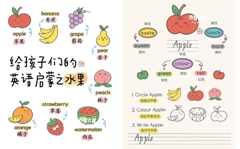 给孩子们的幼小衔接英语启蒙之水果_中小学精品资料(高清可打印)_常识知识大全集140份高清资料整理版