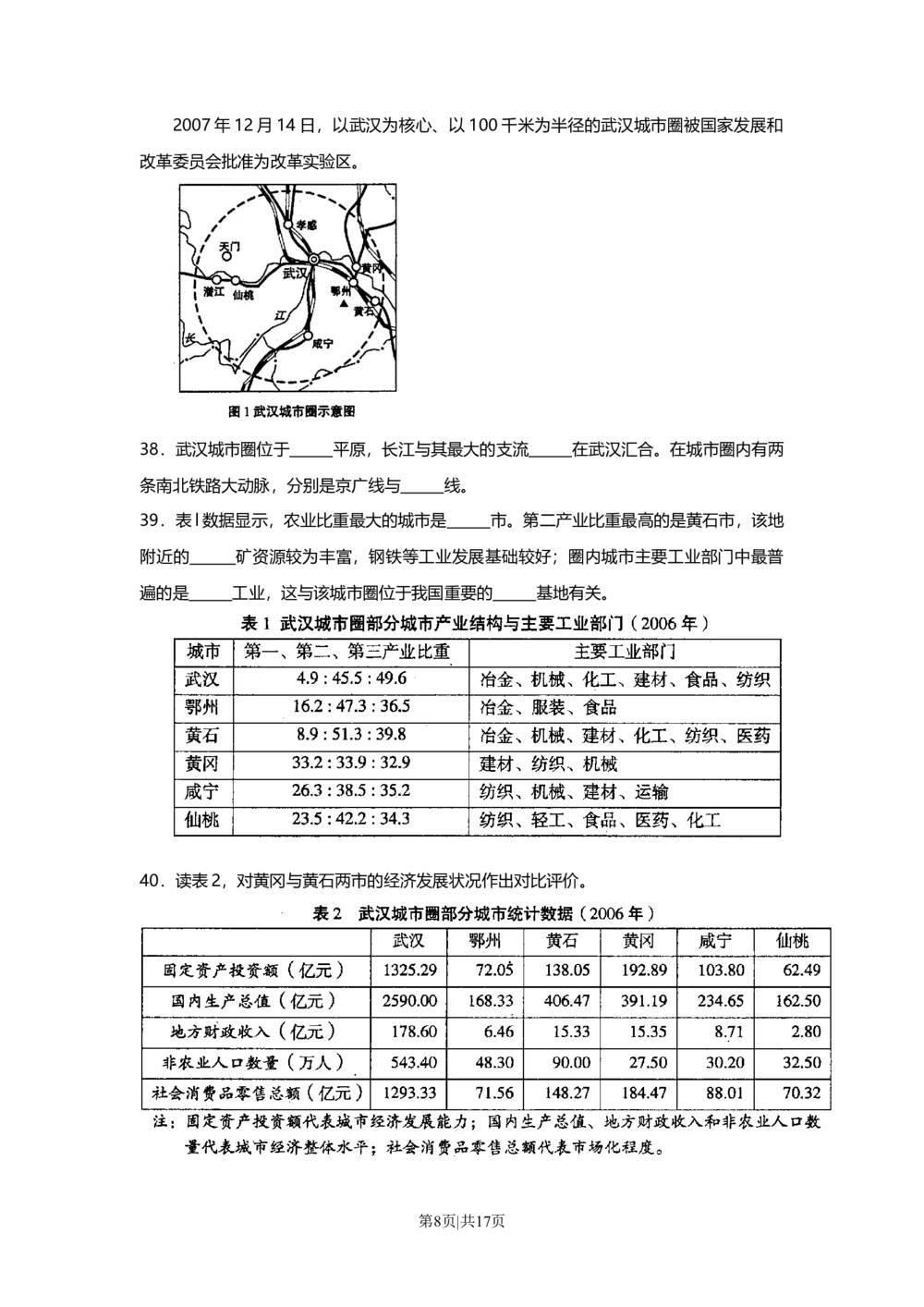 2008年高考地理试卷（上海）（解析卷）_地理历年高考真题_新&middot;Word版2008-2025&middot;高考地理真题_地理（按省份分类）2008-2025_2008-2021,2025&middot;（上海）地理高考真题