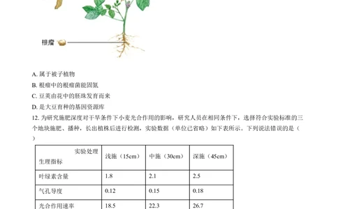2024年河北省八年级中考生物真题（原卷版）_河北省历年中考真题_6.河北生物（22-25）缺23