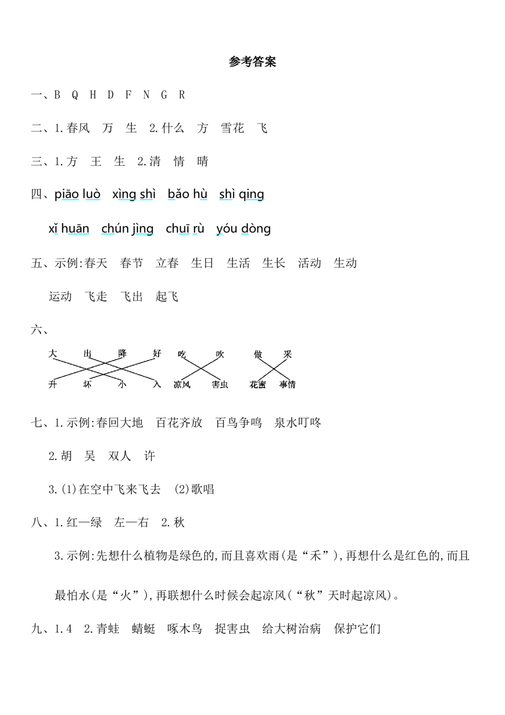 部编语文一（下）第一单元检测卷1_小学试卷大合集_一年级语文下册（单元期中期末试卷）_统编版一年级下册第1单元测试卷（11份）
