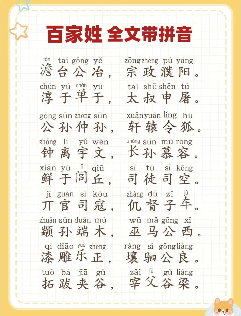 百家姓全文带拼音_中小学精品资料(高清可打印)_百科知识大全集312份高清资料整理版